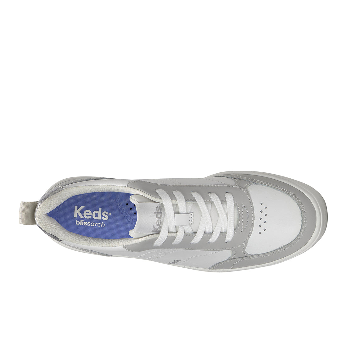 Keds Skyler II Leather Metallic Heel White/Grey/Silver