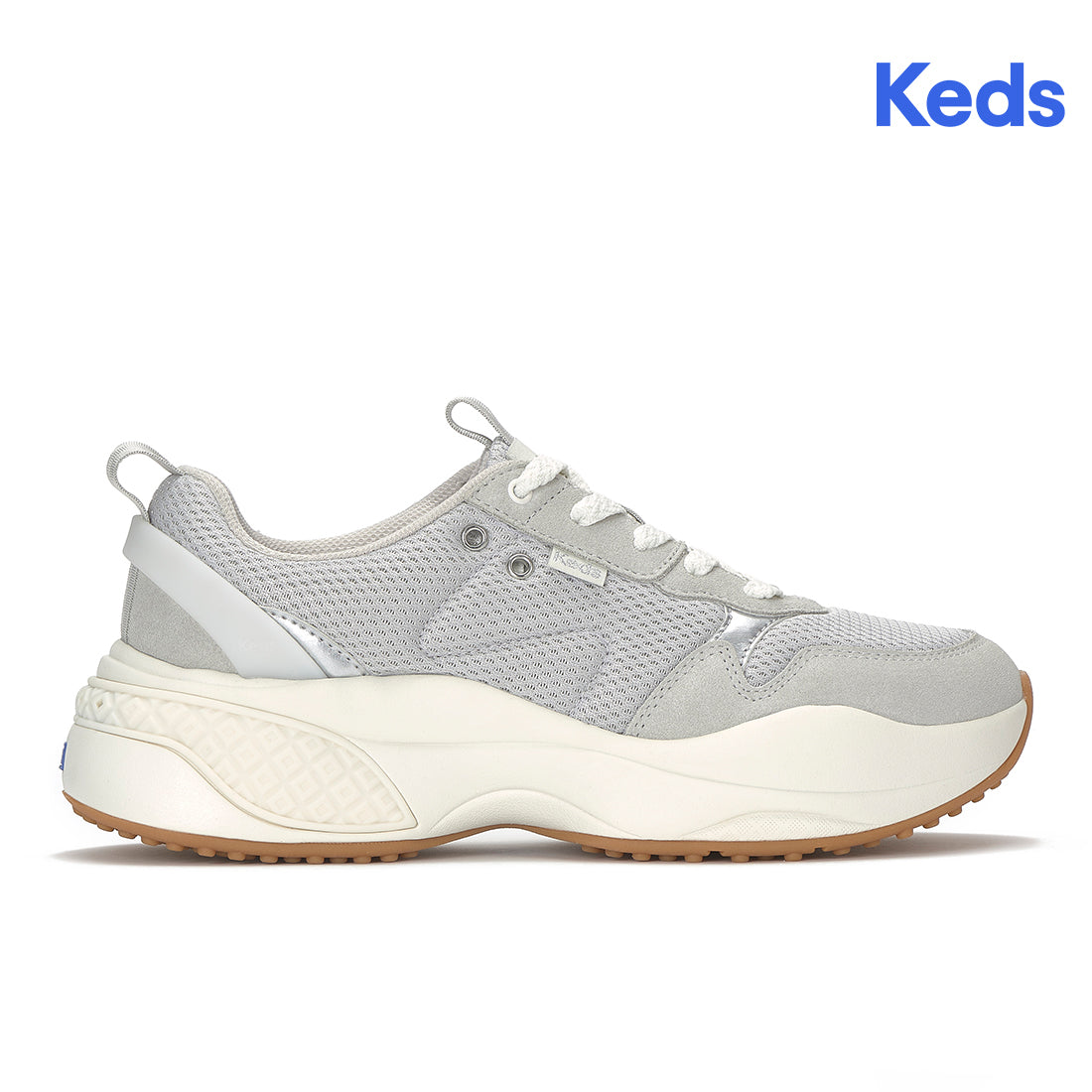 Keds Cross City Trainer Leather/Mesh Grey/Silver — Polished
