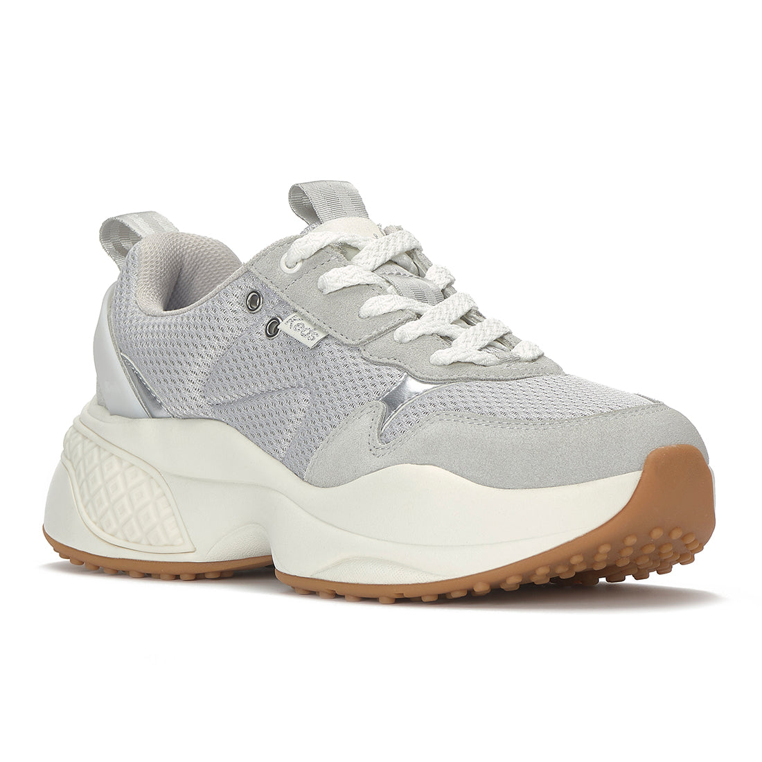 Keds Cross City Trainer Leather/Mesh Grey/Silver — Polished