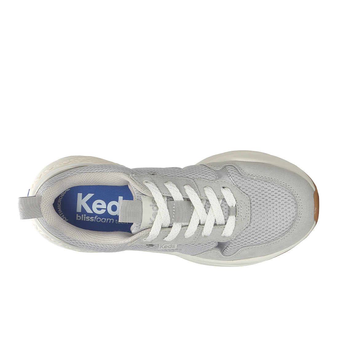 Keds Cross City Trainer Leather/Mesh Grey/Silver — Polished