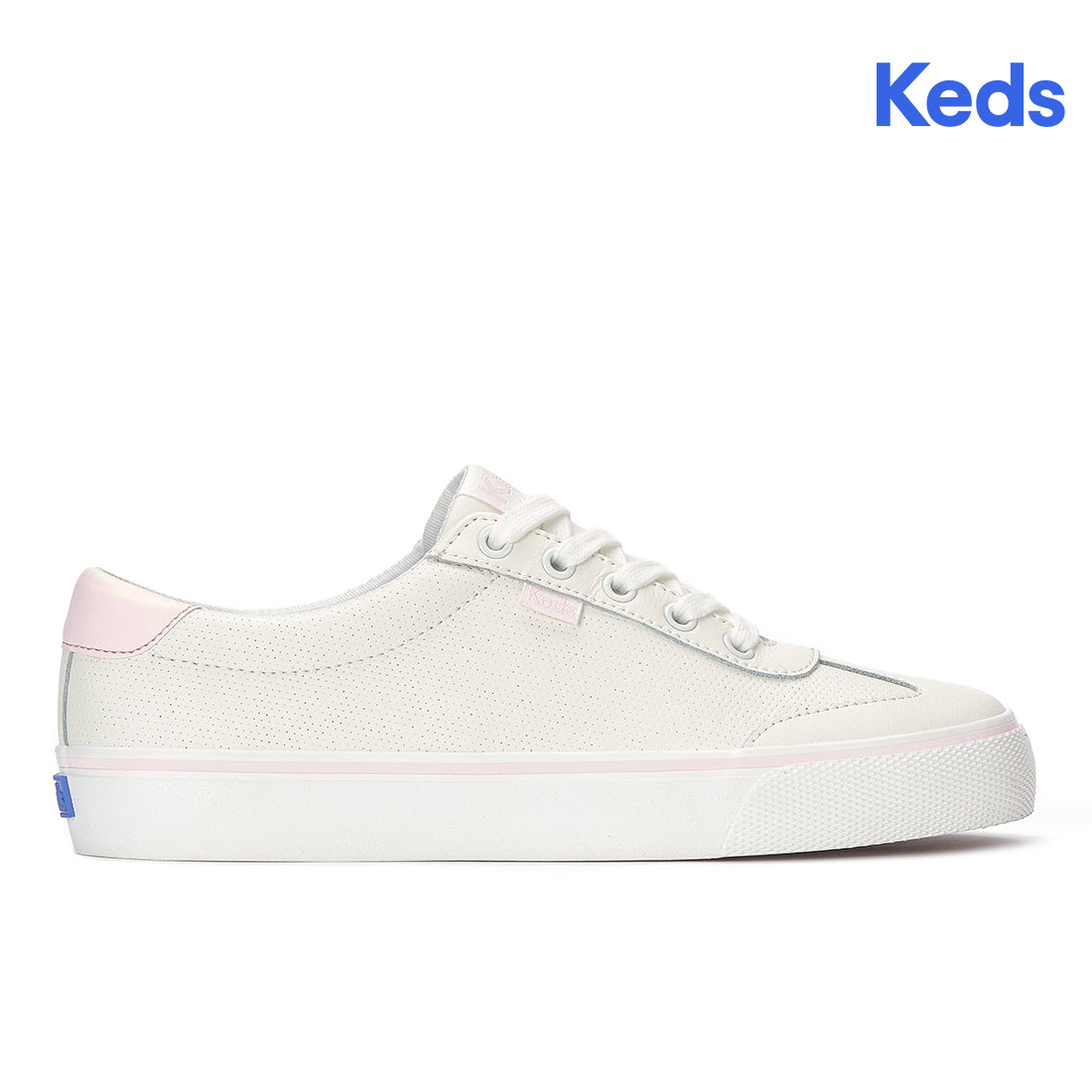 Keds Jump Kick T-Toe Perf Leather Snow White/Light Pink — Polished