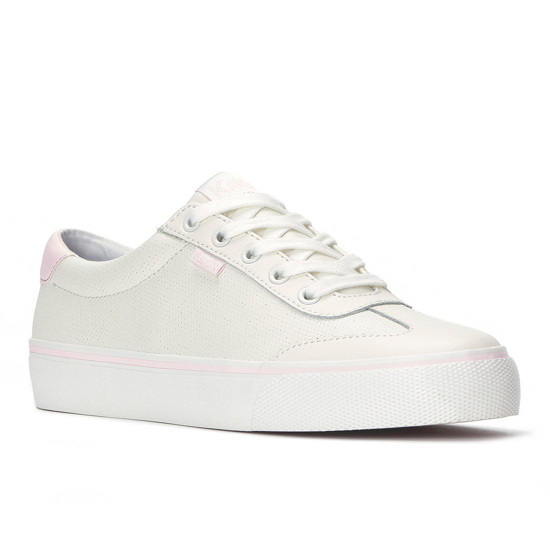 Keds Jump Kick T-Toe Perf Leather Snow White/Light Pink — Polished