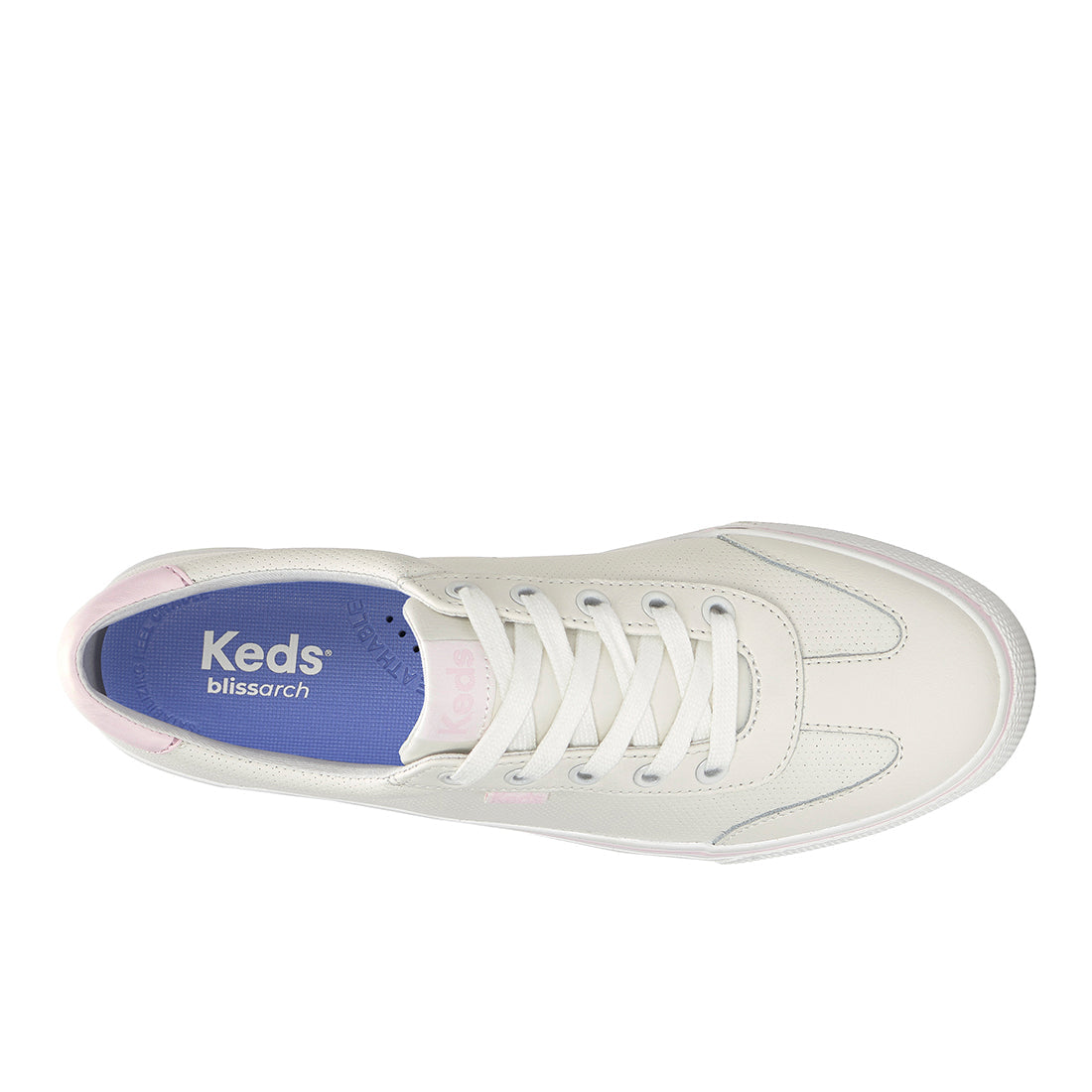 Keds Jump Kick T-Toe Perf Leather Snow White/Light Pink — Polished
