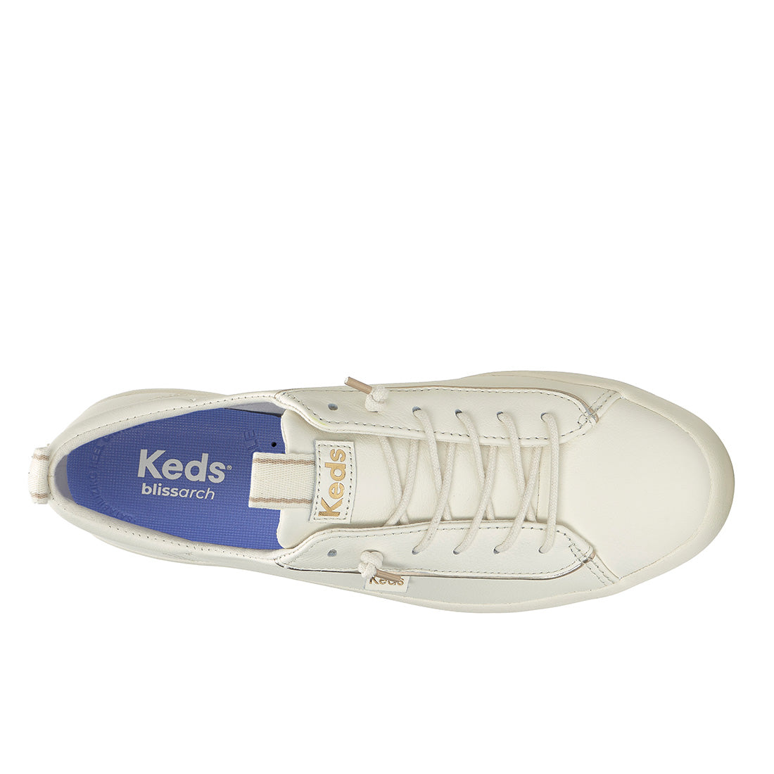 Keds Kickback Premium Leather Pop Binding Egret/Gold — Polished
