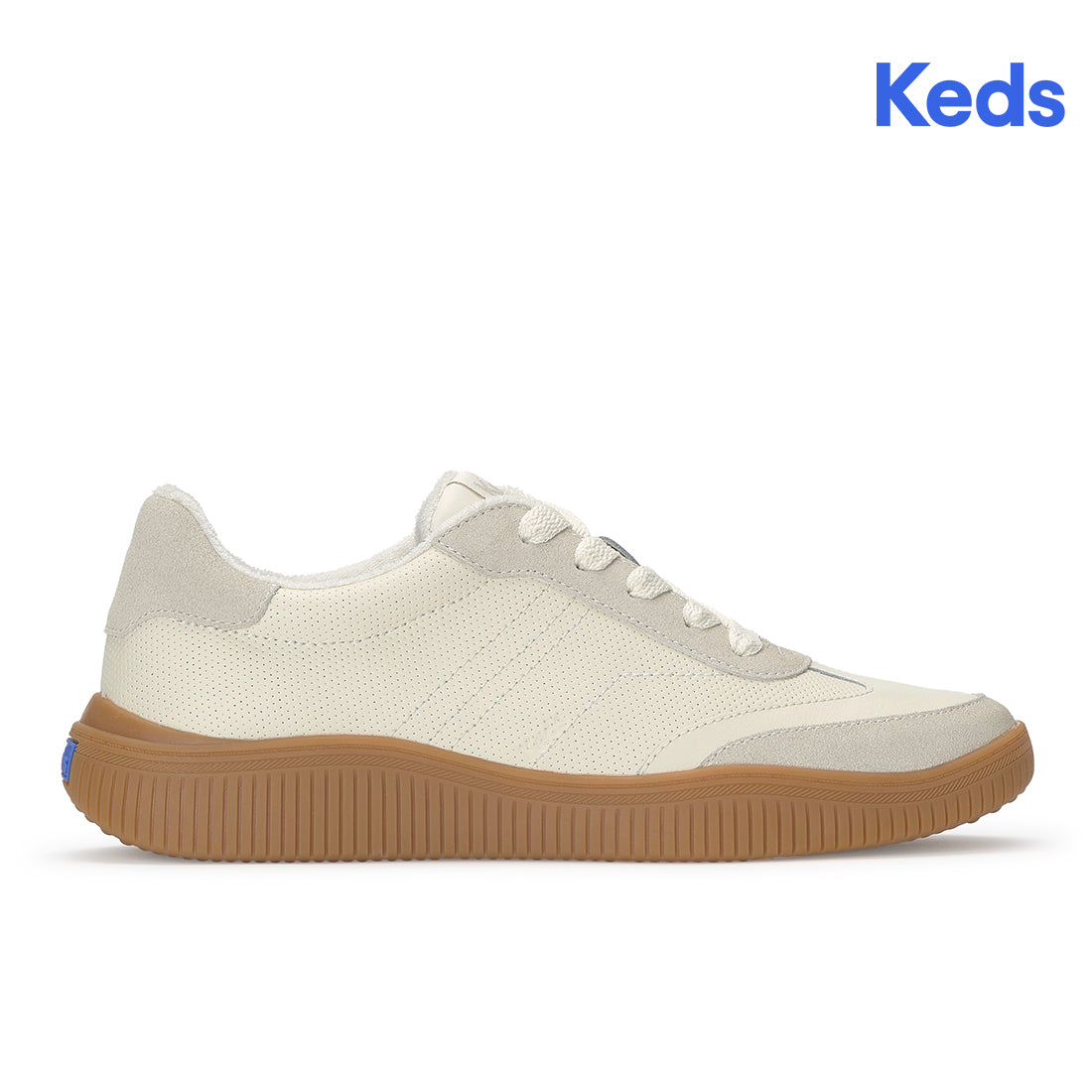 Keds Contest Perf Leather/Suede Egret/Oatmeal — Polished