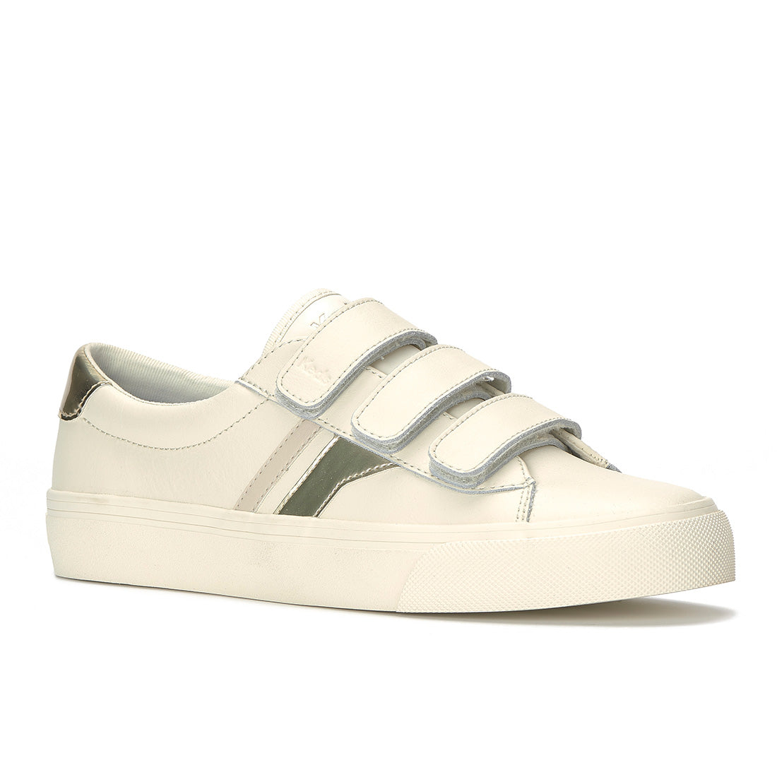 Keds Jump Kick V Leather Retro Logo Egret/Champagne — Polished