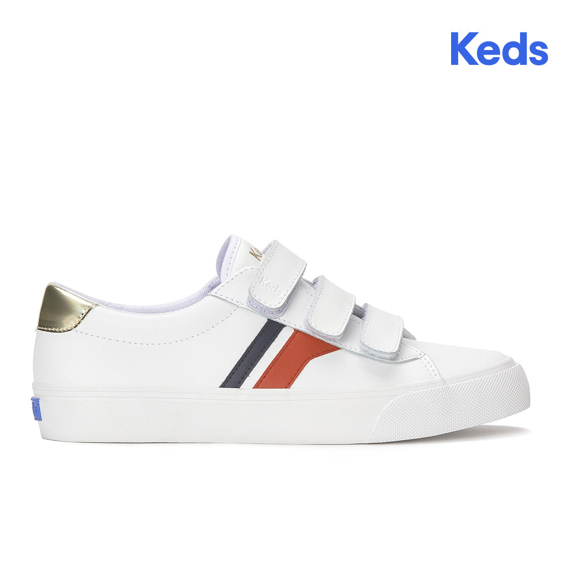 Keds Jump Kick V Leather Retro Logo White/Navy/Red — Polished