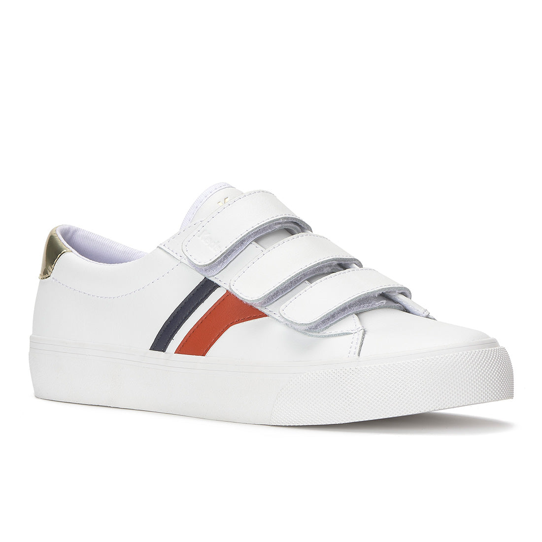 Keds Jump Kick V Leather Retro Logo White/Navy/Red — Polished