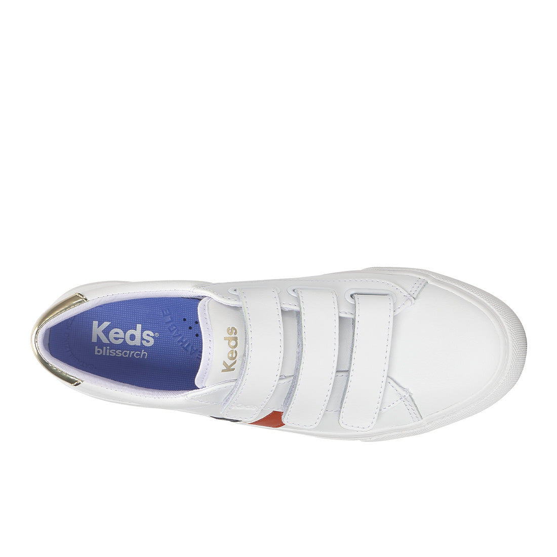 Keds Jump Kick V Leather Retro Logo White/Navy/Red — Polished