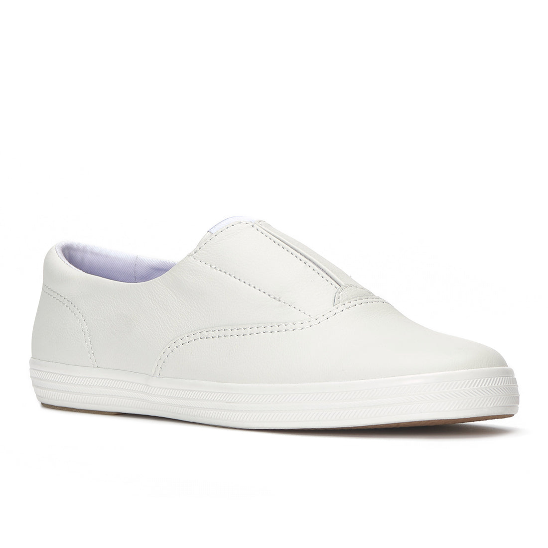 Keds Champion Round Toe Slip Sneaker Leather White — Easygoing