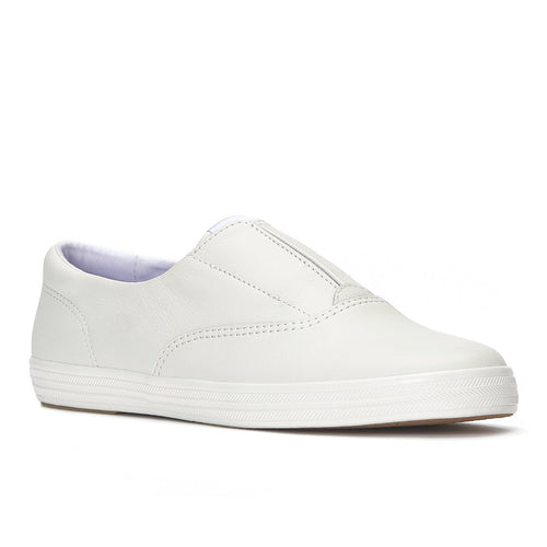Keds Champion Round Toe Slip Sneaker Leather White — Easygoing