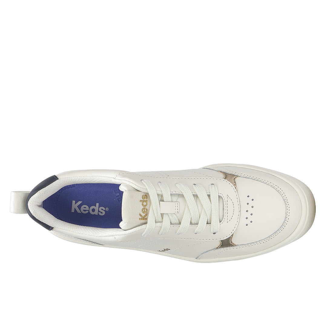 Keds Skyler II Leather Snow White/Blueberry/Light Gold — Polished