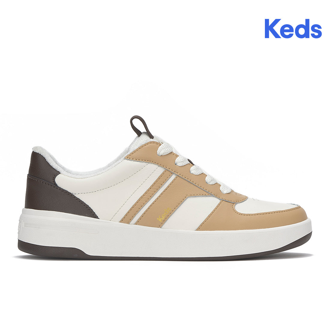 Keds The Court II Leather Snow White/Latte/Coffee — Polished