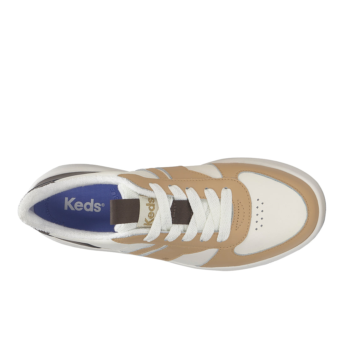 Keds The Court II Leather Snow White/Latte/Coffee — Polished