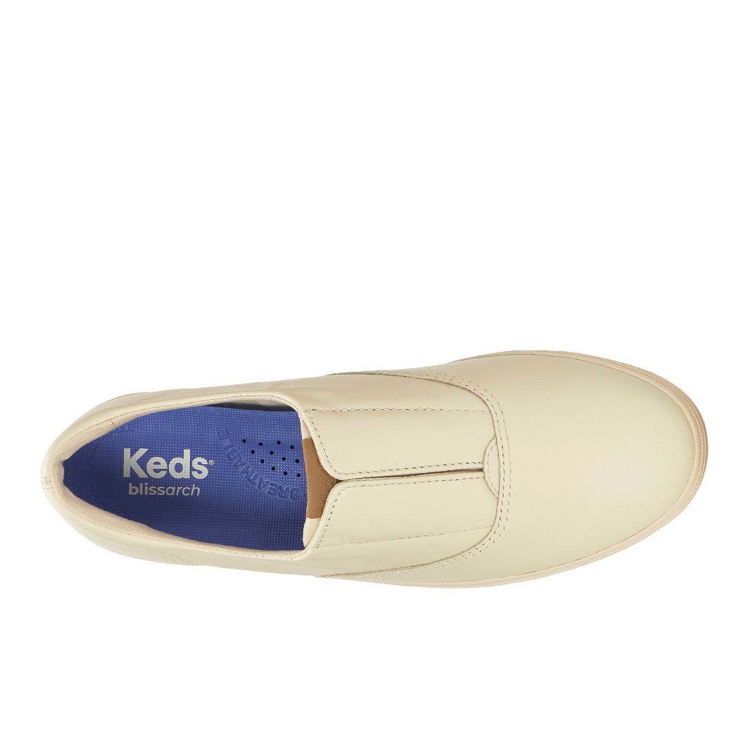 Women's Keds Champion Round Toe Slip Leather Parchment Sneaker — Easygoing
