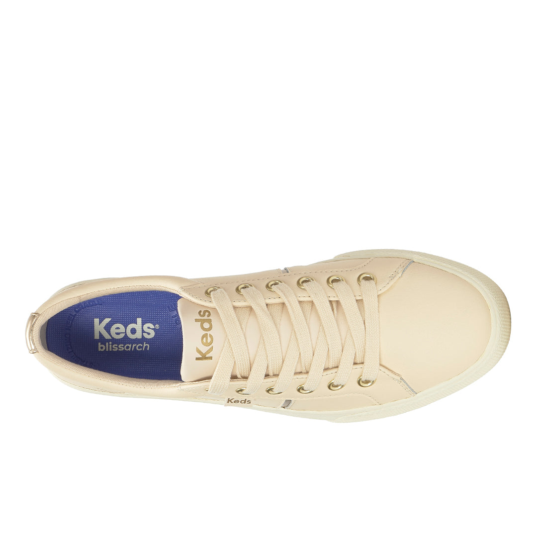 Women's Jump Kick Duo Leather Parchment/Gold Sneaker — Polished