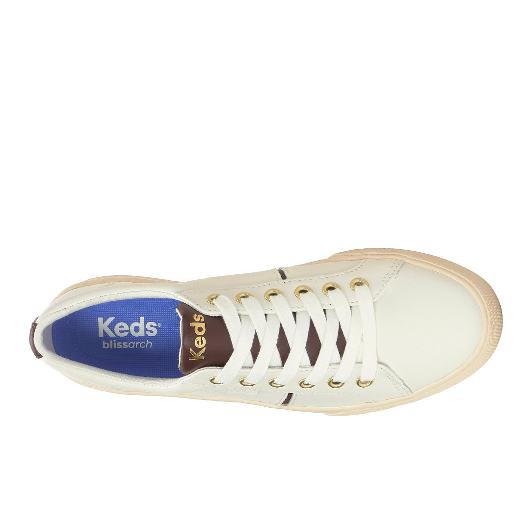 Women's Jump Kick Duo Leather Snow White/Chocolate Sneaker — Polished