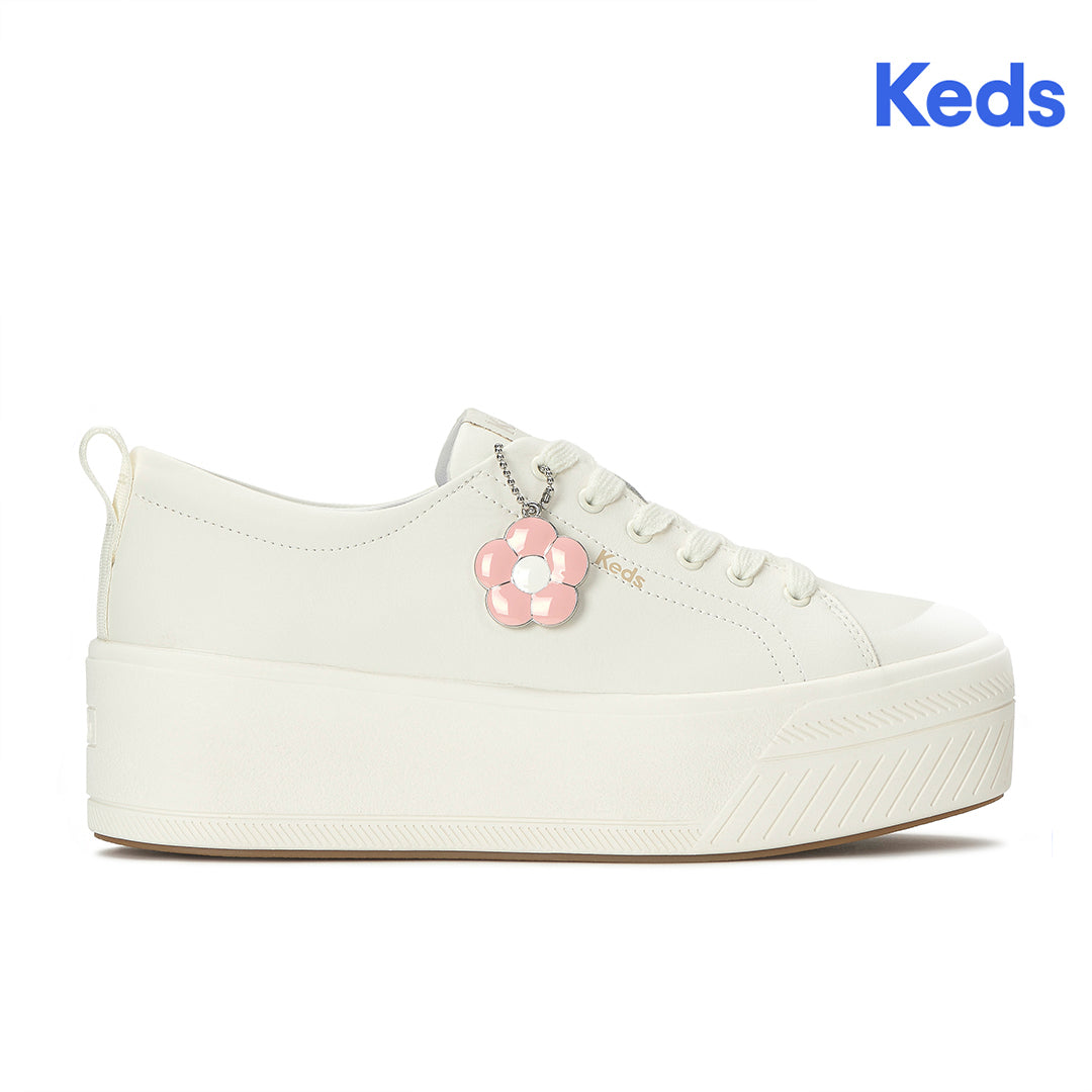 Women's Skyler Leather Daisy Charm Snow White Sneaker — Polished