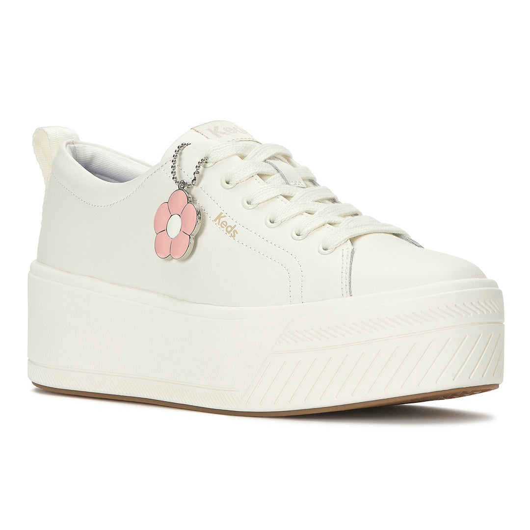 Women's Skyler Leather Daisy Charm Snow White Sneaker — Polished