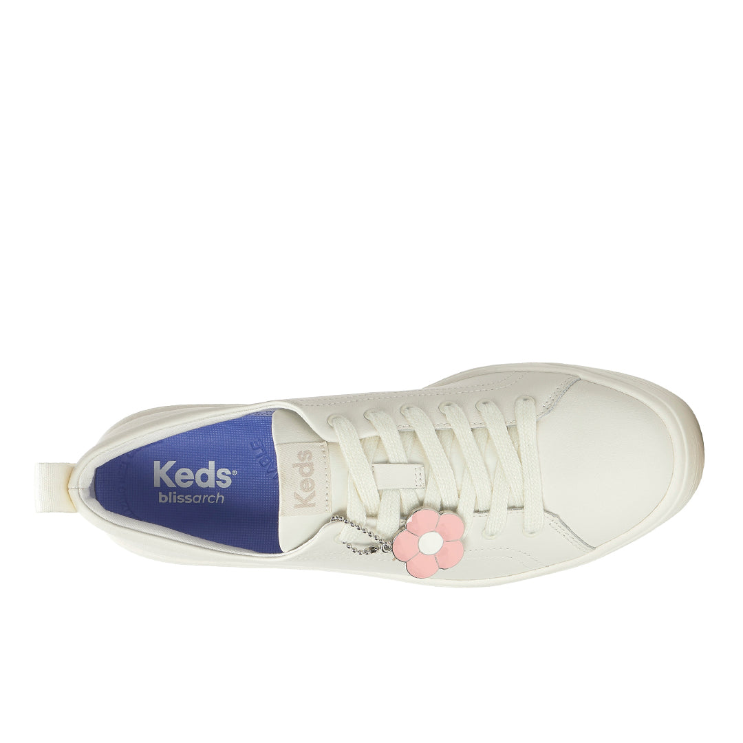 Women's Skyler Leather Daisy Charm Snow White Sneaker — Polished