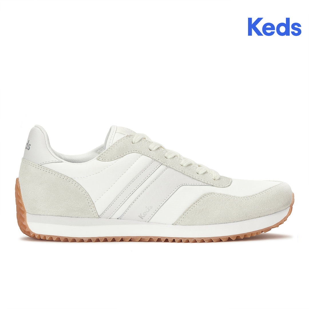 Women's Rena Nylon/Suede Snow White/Gold Sneaker — Versatile