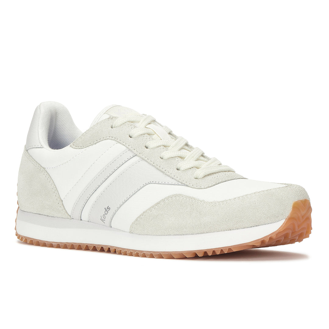 Women's Rena Nylon/Suede Snow White/Gold Sneaker — Versatile
