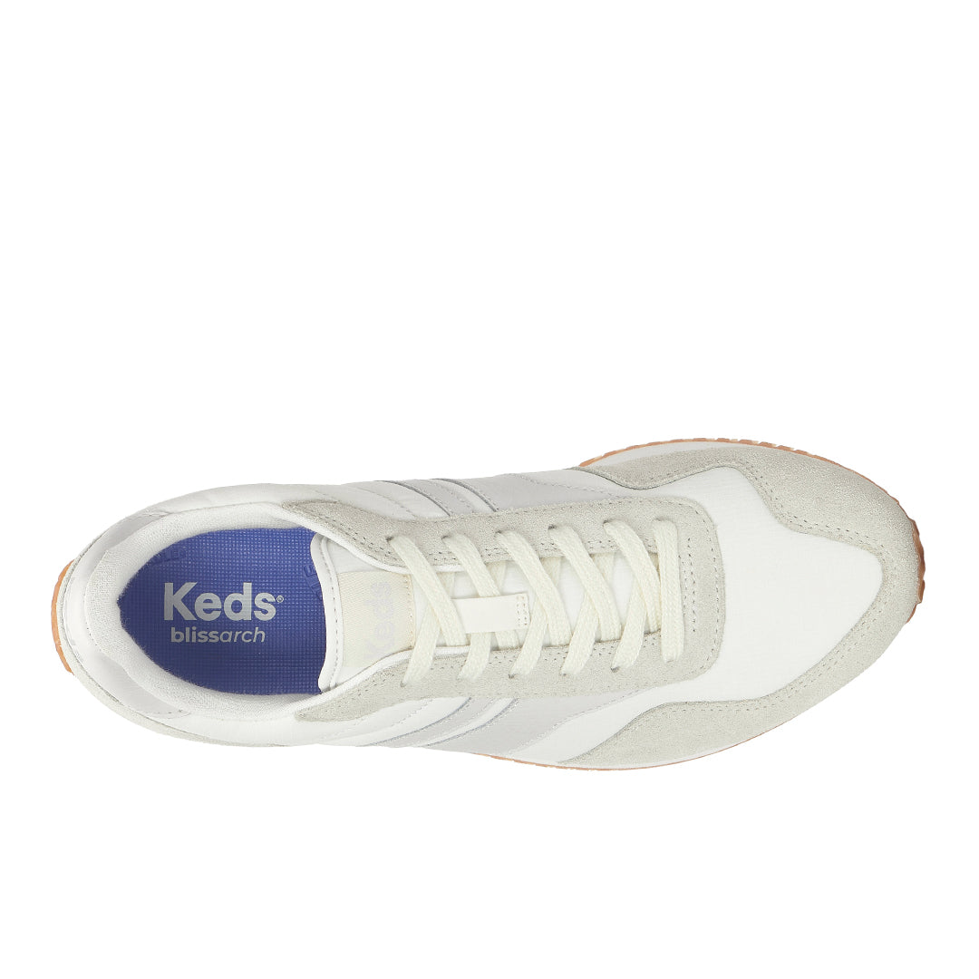 Women's Rena Nylon/Suede Snow White/Gold Sneaker — Versatile