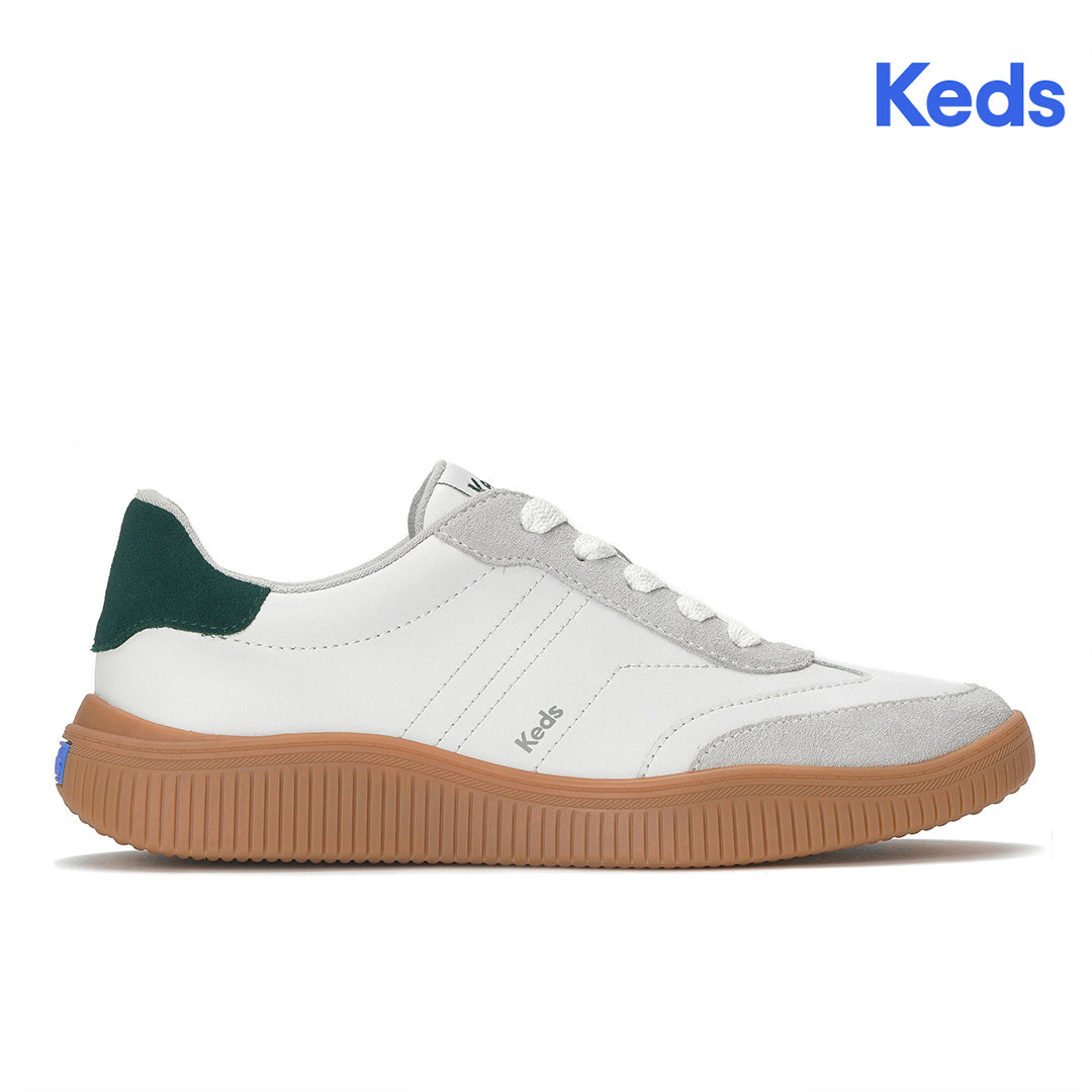 Women's Contest Leather/Suede Light Grey/Forest Green Sneaker — Polished