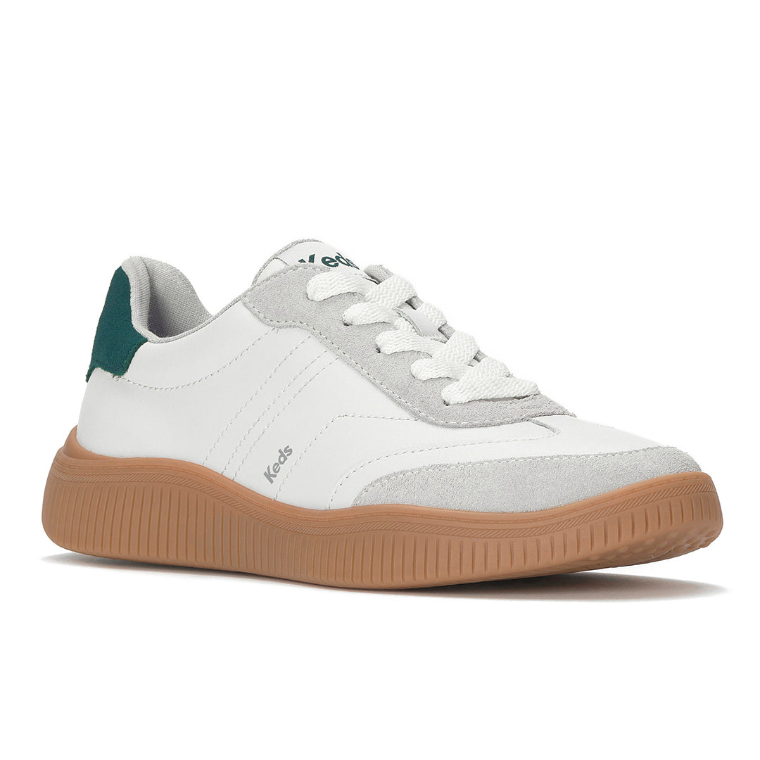 Women's Contest Leather/Suede Light Grey/Forest Green Sneaker — Polished