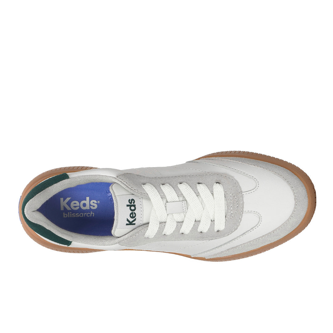 Women's Contest Leather/Suede Light Grey/Forest Green Sneaker — Polished